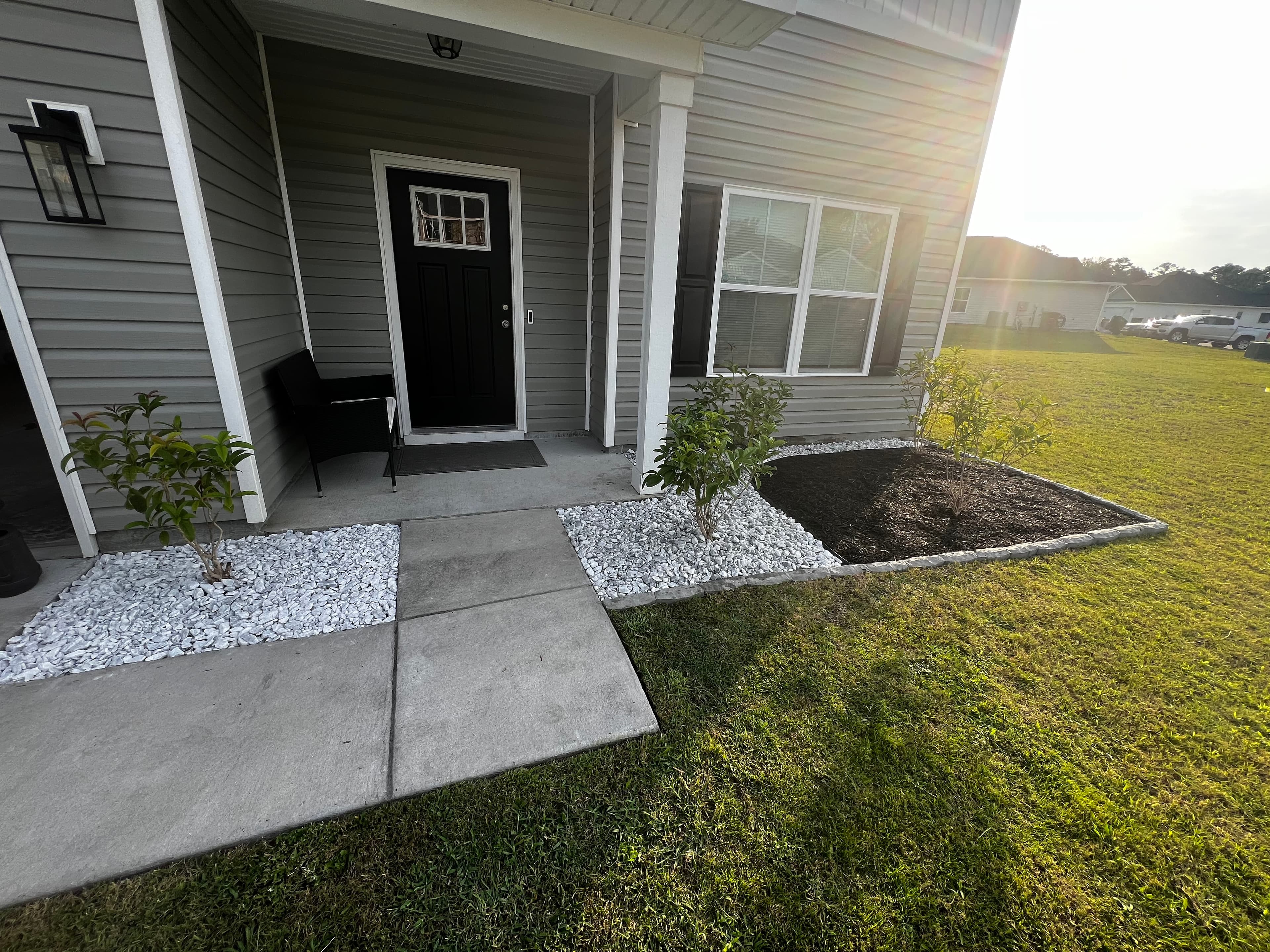 Front yard landscaping after cleanup