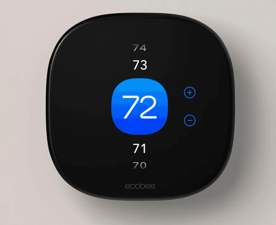 Ecobee smart thermostat installed on a wall
